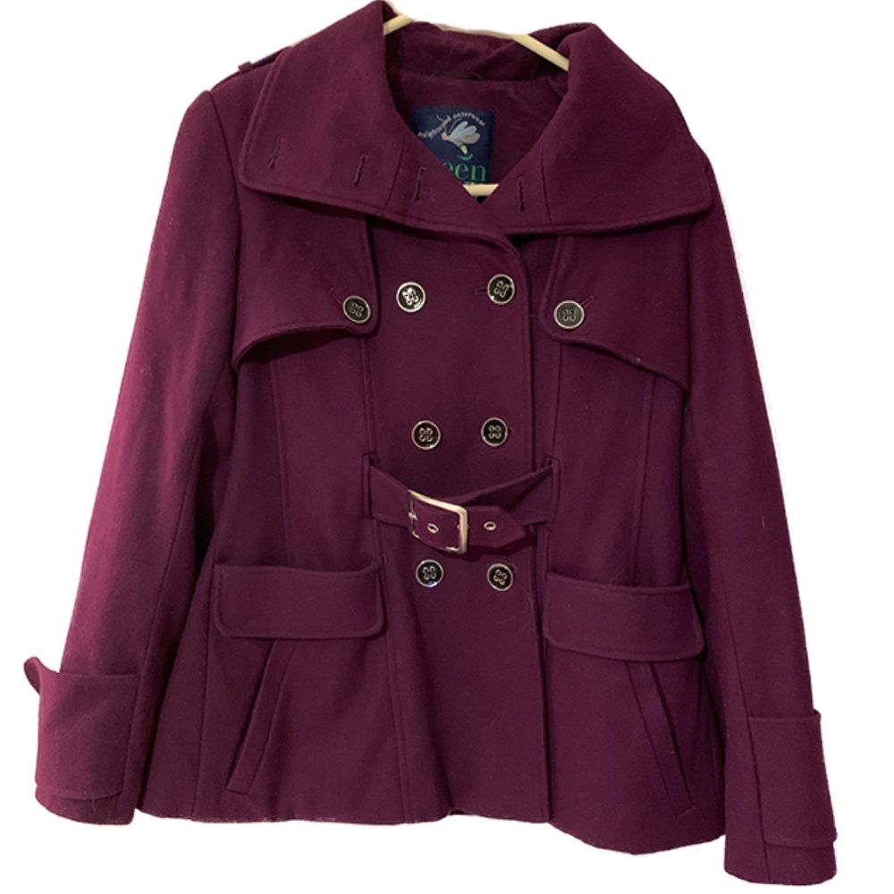 Purple Double Breasted Pea Coat